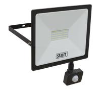 Faro Extra Sottile Con Sensore PIR 50W SMD LED | LED113PIR Sealey Nuovo