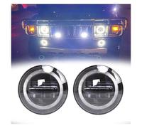 Faro Fanale Proiettore Nero/Cromo 2 Pz Auto Halo Led Fendinebbia Per Hummer H2 2003-2004 2005 2006 2007 2008 2009 Paraurti Anteriore Luci Di Guida Faro Principale(2pcs black)