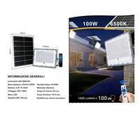 FARO FARETTO LED SOLARE PER ESTERNO PROFESSIONALE 100W 200W 2 ANNI DI GARANZIA
