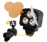 Faro Faretto Luce 3 Led Light High Brite FOTO VIDEO+batteria NP-F750+Caricatore