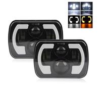 Faro Fari 1 Pezzo 2 Pezzi Faro Dell'automobile 5x7/6x7 LED DRL Più Luminoso Camion Hi-Lo Fascio Halo Luce Auto 30000LM 400W Per Jeep Per Wrangler YJ XJ MJ 84-01(2 Piece Type D)