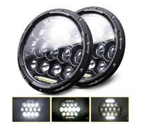 Faro Fari 2x Faro A LED Per Auto Da 7 Pollici Faro Hi/Low H4 Halo Angle Eyes DRL Faro Per Camion Fuoristrada 4x4 Per Santana PS1 2004(75W headlight balck)