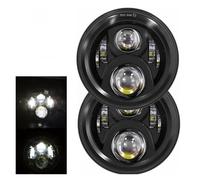 Faro Fari 2x Faro A LED Per Auto Da 7 Pollici Faro Hi/Low H4 Halo Angle Eyes DRL Faro Per Camion Fuoristrada 4x4 Per Santana PS1 2004(50w light Black)