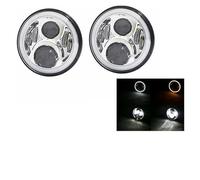 Faro Fari 2x Faro LED Da 7 Pollici Per Auto Hi/Low H4 Halo Angle Eyes DRL Faro Per Land Per Rover Per Defender 90 110 1995 1997(50w Halo Chrome)