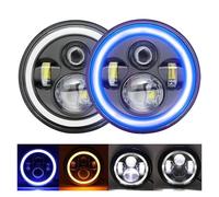 Faro Fari Anteriori Faro LED Rotondo Da 7 Pollici H4 Blue Halo Angel Eyes Per Jeep Per Wrangler Moto Fari Universali 180W 24V Lampada Per Auto(2 Piece)