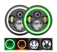 Faro Fari Una Coppia Di Fari A LED Alti Da 7 Pollici A LED Fari DRL Halo Fari Rotondi Per Jeep Per Wrangler JK TJ LJ CJ Con H4-H13 Plug And Play(Green-7inch)