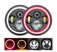 Faro Fari Una Coppia Di Fari A LED Alti Da 7 Pollici A LED Fari DRL Halo Fari Rotondi Per Jeep Per Wrangler JK TJ LJ CJ Con H4-H13 Plug And Play(Red-7inch)