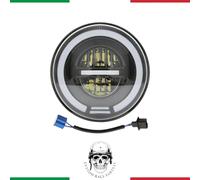 FARO FULL LED ANGEL EYES OMOLOGATO MOTO 7'' SCRAMBLER CHOPPERS CAFE RACER