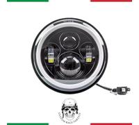 FARO FULL LED ANGEL EYES OMOLOGATO MOTO 7'' UNIVERSALE CAFERACER SCRAMBLER