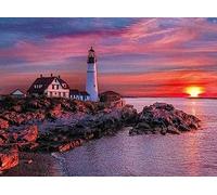 Faro in riva al mare al tramonto - Puzzle in legno da 3000 pezzi - Gioco di sfida Decorazione della parete della casa