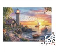 Faro Jigsaw Puzzle Impossible 1000 Pezzi A Faro on The Coast Decorazione Per La Casa. Giochi Rilassamento E Intelligence Per Adulti E Bambini Da 12 Anni 1000pcs (75x50cm)