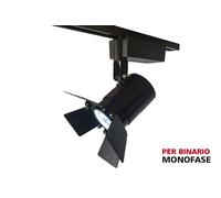 Faro Lampada Led A Binario 30W Bianco Caldo Carcassa Nera Mono Fase Angolo 24