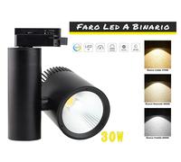 Faro Lampada Led A Binario 30W Mono Fase CCT CRI 90 Carcassa Nera 2700K 4000K 60
