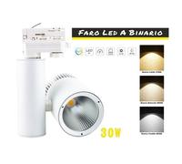 Faro Lampada Led A Binario 30W Trifase CCT CRI 90 Carcassa Bianca 2700K 4000K 60