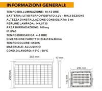 Faro Lampione Solare LED 50W 100W 200W 300W Pannello con Sensore IP65 Esterni