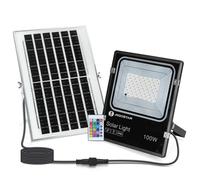Faro Led 100W Nero con pannello solare IP66 RGB Dimmerabile con telecomando e crepuscolare Aigostar