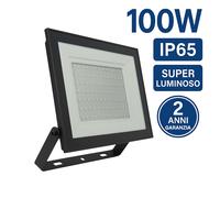 Faro LED 100W Slim V-TAC SMD IP65 Esterno Nero - Luce 4000k e 6500K Luminoso