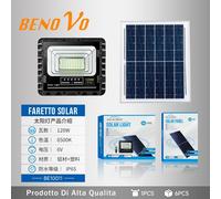 Faro Led 120W Con Pannello Solare 8w Sensore Crepuscolare Esterno Ip66 150lm/W