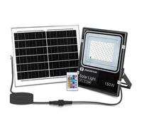 Faro Led 150W Nero con pannello solare IP66 RGB Dimmerabile con telecomando e crepuscolare Aigostar