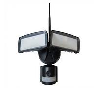 Faro LED 18W con sensore PIR e telecamera Wi-Fi nera 6000K IP44