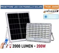 FARO LED 2000LM POTENZA EQUIVALENTE 200W PANNELLO SOLARE E TELECOMANDO IP65