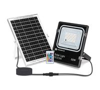 Faro Led 50W Nero con pannello solare IP66 RGB Dimmerabile con telecomando e crepuscolare Aigostar