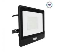 FARO LED 50W NERO LUCE B.NATURALE CON SENSORE PIR E CHIP LED SAMSUNG CAVO 1M VT-158S-LED20290 V-TAC