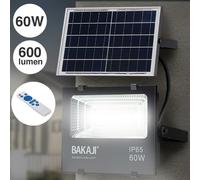 Faro Led Esterno 60W con Pannello Solare Luce Bianco 6000K Ultra-Luminoso 600LM Lampada Faro Faretto con Telecomando Funzione Timer e Sensore Crepuscolare Faretti Risparmio Energetico IP65 (60 Watt)