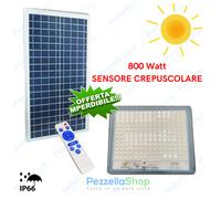 Faro Led 800W Slim Con Pannello Solare Crepuscolare IP66 Impermeabile
