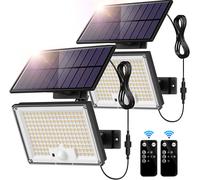 FARO LED CON PANNELLO SOLARE 2PZ 5M LUCE FARETTO 172 LED CASA GIARDINO ESTERNO