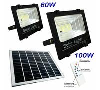 FARO LED CON PANNELLO SOLARE CREPUSCOLARE DA 60W 100W TELECOMANDO DIMMERABILE