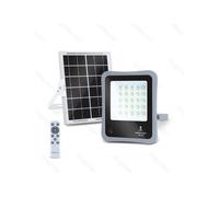 Faro Led 30W Grigio con pannello solare IP65 Bianco freddo 6500K Dimmerabile con telecomando e con sensore crepuscolare Aigostar