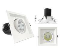 Faro Led Da Incasso COB 30W 220V Bianco Caldo Quadrato Orientabile Con Riflettor