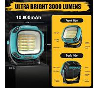 Faro Led Da Lavoro Portatile Ricaricabile Batteria Incorporata Campeggio Camper