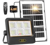 Faro Led Esterno con Pannello Solare, 2470LM Fari Solari a Led da Esterno IP67 Impermeabile Lampione Solare, SMD Ultra Faretto led per Giardino