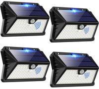 Faro LED Esterno con Pannello Solare 4 Pezzi 185 LED 3 Modos Luce Solare LED