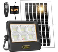 Faro Led Esterno con Pannello Solare, 5130LM Fari Solari a Led da Esterno IP67 Impermeabile Lampione Solare, SMD Ultra Faretto led per Giardino