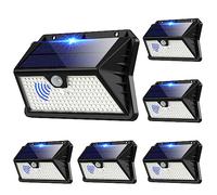 Faro LED Esterno con Pannello Solare, 【6 Pezzi】Luce Solare LED Esterno con Sensore di Movimento, 185 LED/3 Modos Lampada Solare da Esterno, IP65 Impermeabile LED Lampione per Giardino( Bianco Freddo)