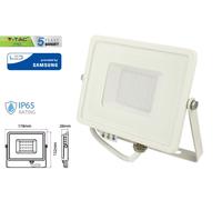 Faro Led Flood Light 30W IP65 Bianco Caldo Super Slim Carcassa Bianca Chip Samsu