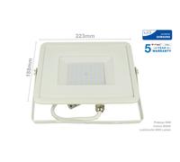 Faro Led Flood Light 50W IP65 Bianco Freddo Super Slim 28mm Carcassa Bianca Sams