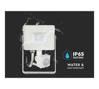 Faro Led Flood Light Slim 10W IP65 Neutro 4000K Carcassa Bianca con Sensore PIR