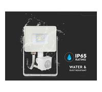 Faro Led Flood Light Slim 10W IP65 Neutro 4000K Carcassa Bianca con Sensore PIR
