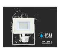 Faro Led Esterno con Sensore Crepuscolare, Proiettore Led Esterno con Sensore Movimento, Super Slim, Luce Naturale 4000K (Bianco, 30W 2400LM 160X123X26mm)