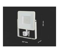 Faro Led Flood Light Slim 50W IP65 Neutro 4000K Carcassa Bianca con Sensore PIR