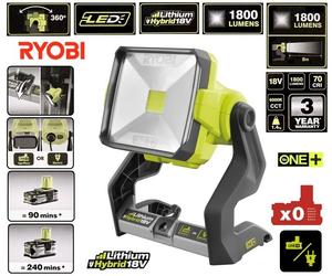 FARO LED IBRIDO DOPPIA ALIMENTAZ. BATTERIA 18V O CORRENTE BATTER. ESCLUSA RYOBI