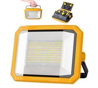 Faro LED Ricaricabile 100W, Lampada da Lavoro 12000LM Super Luminoso 13000mAh con 4 Modalità di Luce, 2 Pannello Solare, Lampada da Campeggio Portatile per Interruzioni di Corrente, Campeggio