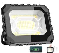 Faro Led Ricaricabile 120W, 32000 lm, 24000 mAh Portatile USB Faretto a Batteria con Pannello Solare, 5 Luce Modalità Impermeabile Lampada da Lavoro Solare da Esterno per Campeggio, Emergenza