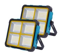 Faro LED Ricaricabile 150W,Fosingut Faretto LED Esterno con Doppio Pannello Solare Portatile,11000mAh Batteria Lampada Emergenza Proiettore Luce da Lavoro,Campeggio,Cantiere,Pesca,Riparazione Auto-2p