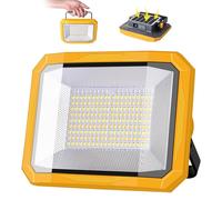 Faro LED Ricaricabile 60W, Lampada da Lavoro 10000LM Super Luminoso 7800mAh con 4 Modalità di Luce, Lampada da Campeggio Portatile per Interruzioni di Corrente, Campeggio, Giallo e Grigio