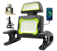 Faro Led Ricaricabile con Morsetto, 30W Lampada da Lavoro con Magneti, 5 modalità Lampada Ricaricabile, 350° Rotazione, Lampade Led Portatile per Cantieri, Officine, Riparazione Auto